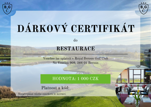 Dárkový poukaz do restaurace na 1 000 CZK
